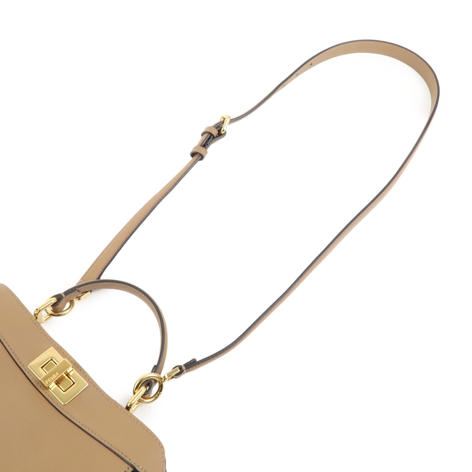 FENDI Leather Peekaboo ISeeU Small Hand Bag Brown 8BN327