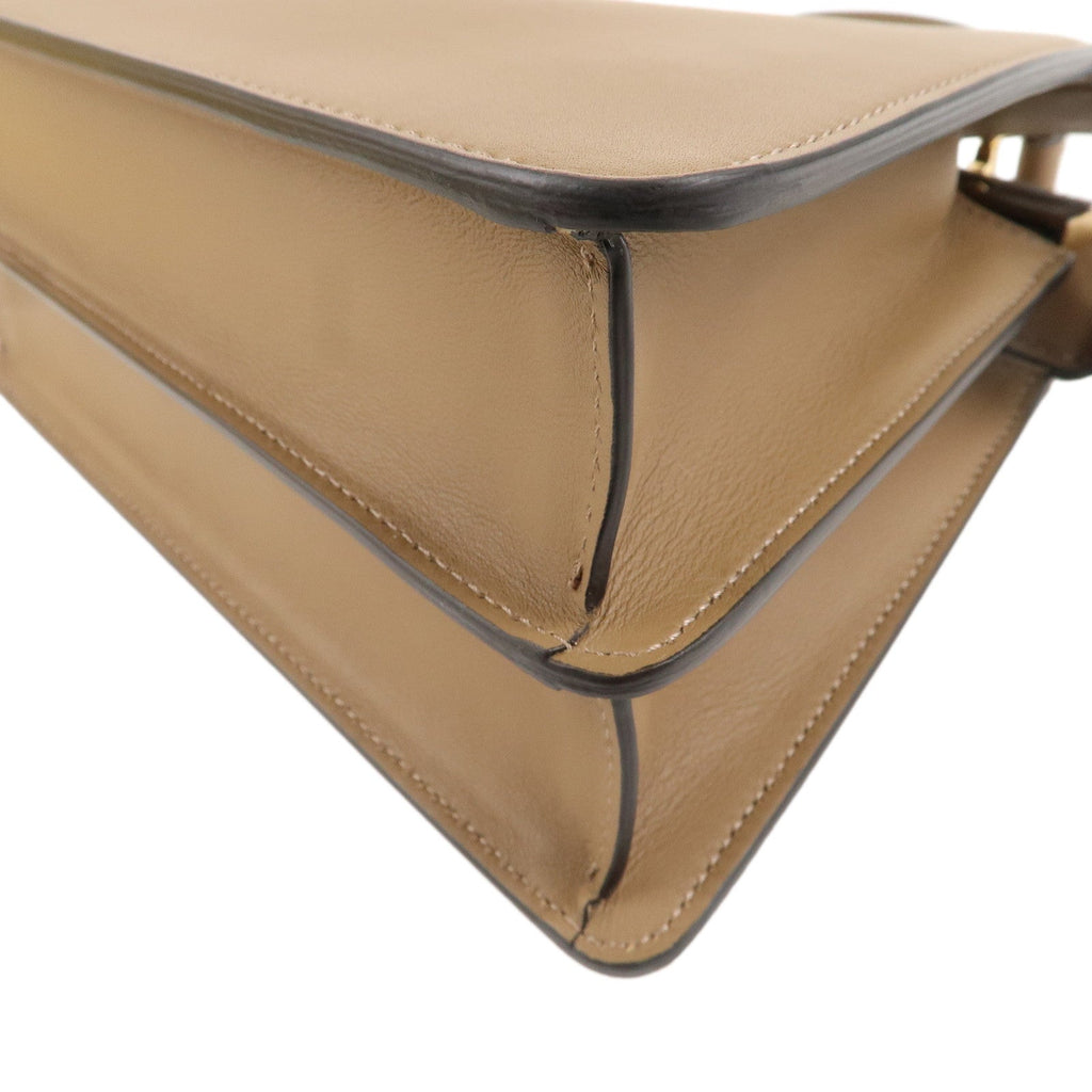 FENDI Leather Peekaboo ISeeU Small Hand Bag Brown 8BN327