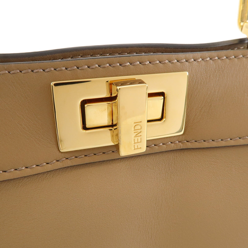 FENDI Leather Peekaboo ISeeU Small Hand Bag Brown 8BN327