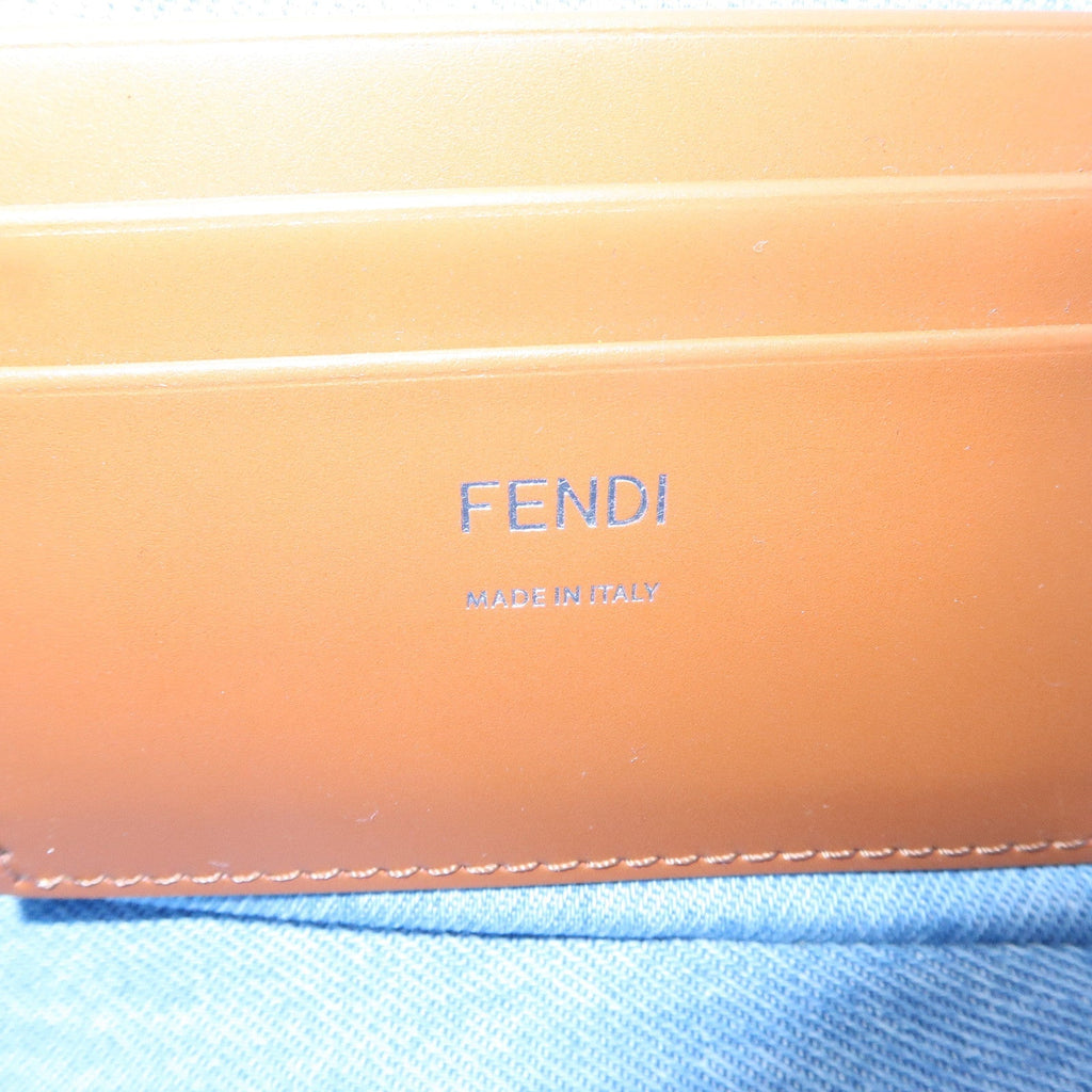 FENDI Zucca Denim Leather Baguette 2Way Hand Bag Blue 8BS017