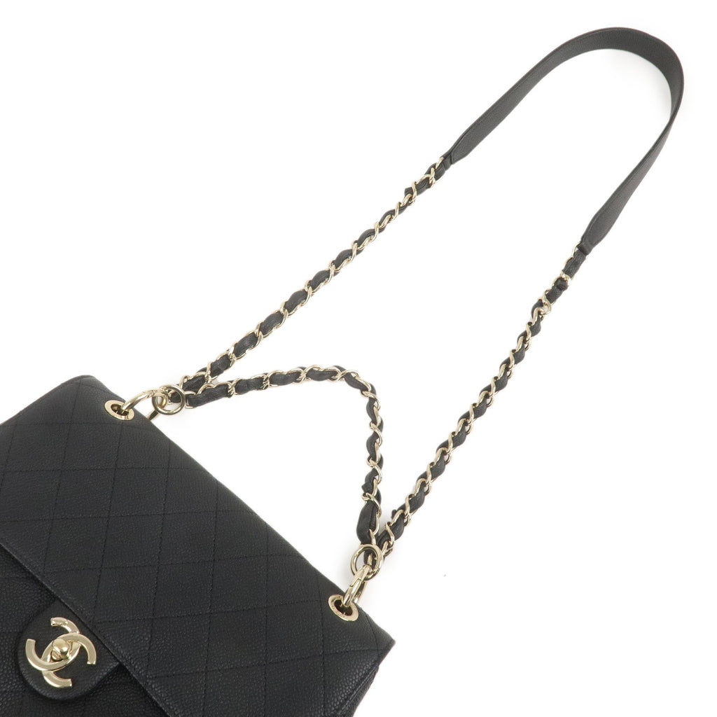 CHANEL Matelasse Caviar Skin 2Way Chain Shoulder Bag Black