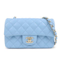CHANEL Mini Matelasse Lamb Skin Chain Shoulder Bag Blue A69900