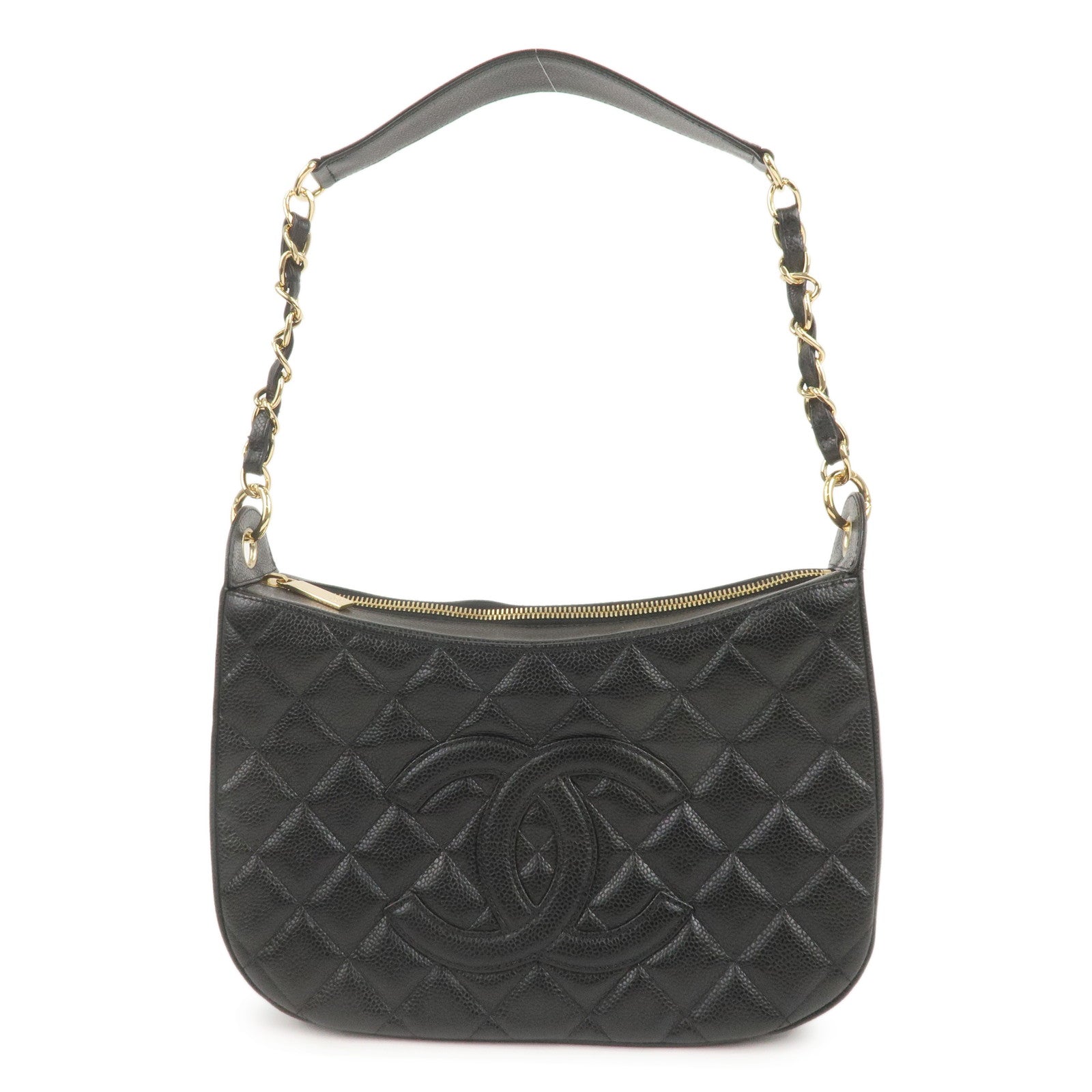 CHANEL Matelasse Caviar Skin Chain Shoulder Bag Black A20993