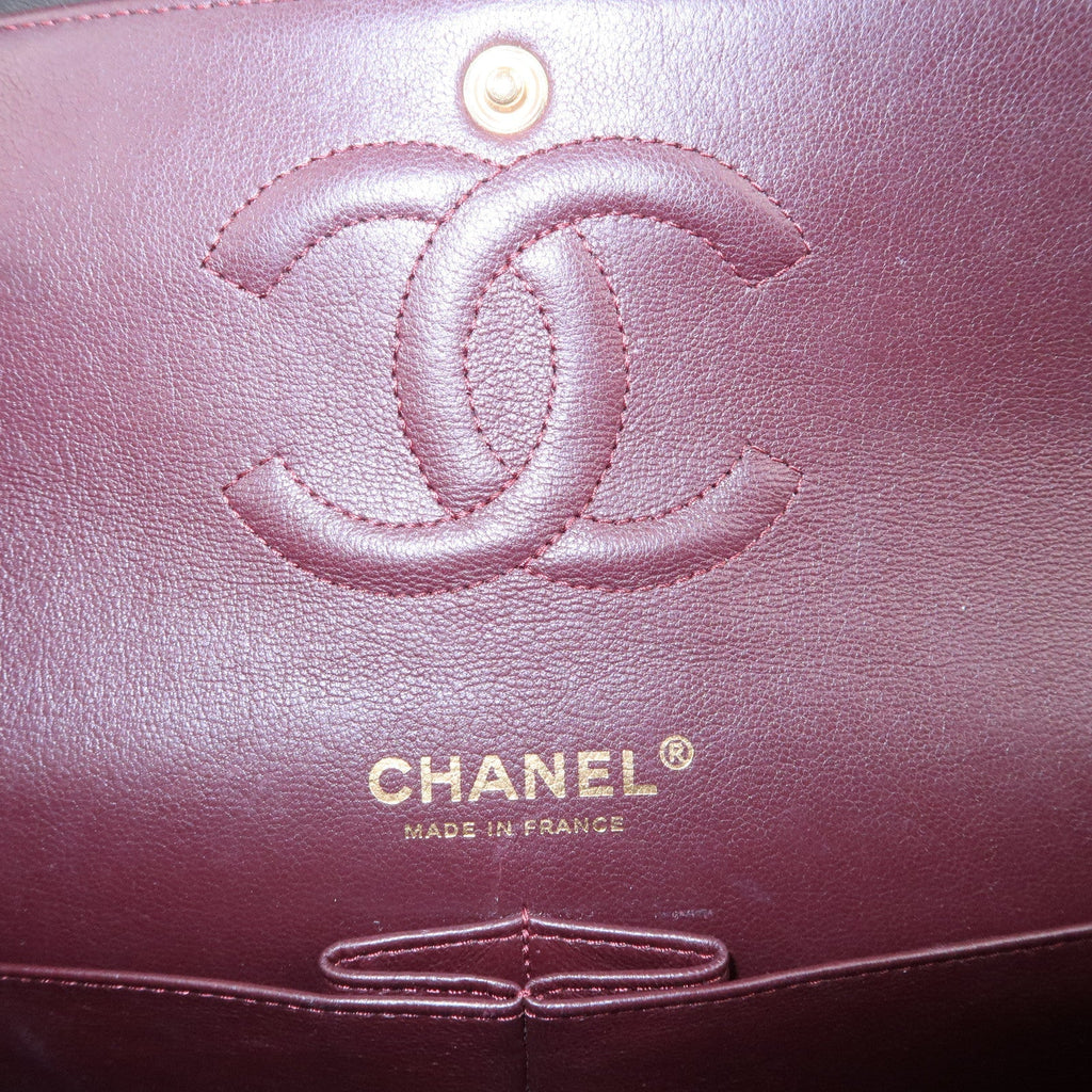 CHANEL Lamb Skin Matelasse 25 Double Flap Bag Black A01112