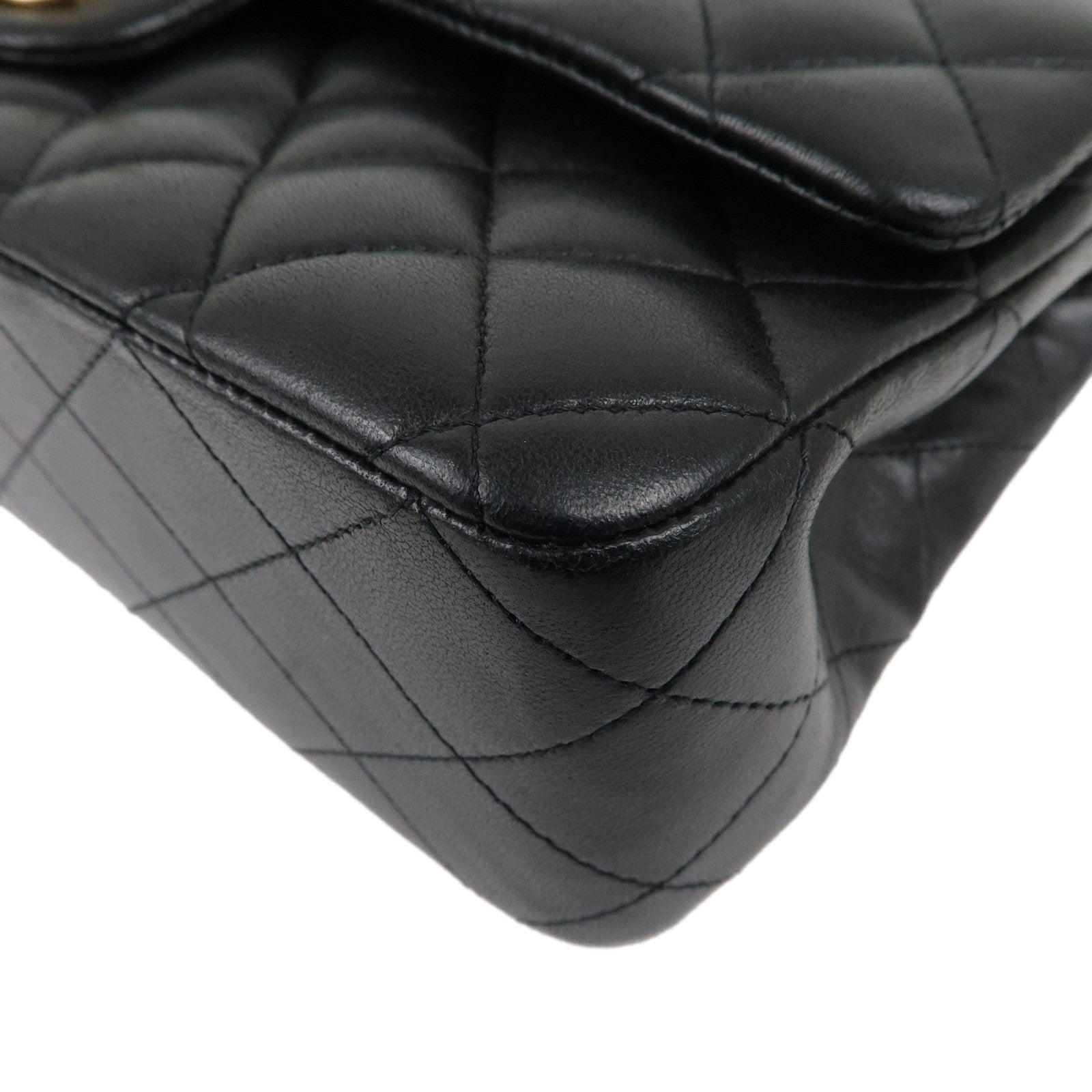 CHANEL Lamb Skin Matelasse 25 Double Flap Bag Black A01112