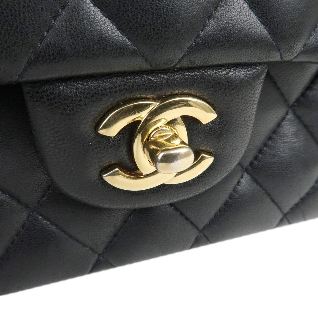 CHANEL Lamb Skin Matelasse 25 Double Flap Bag Black A01112