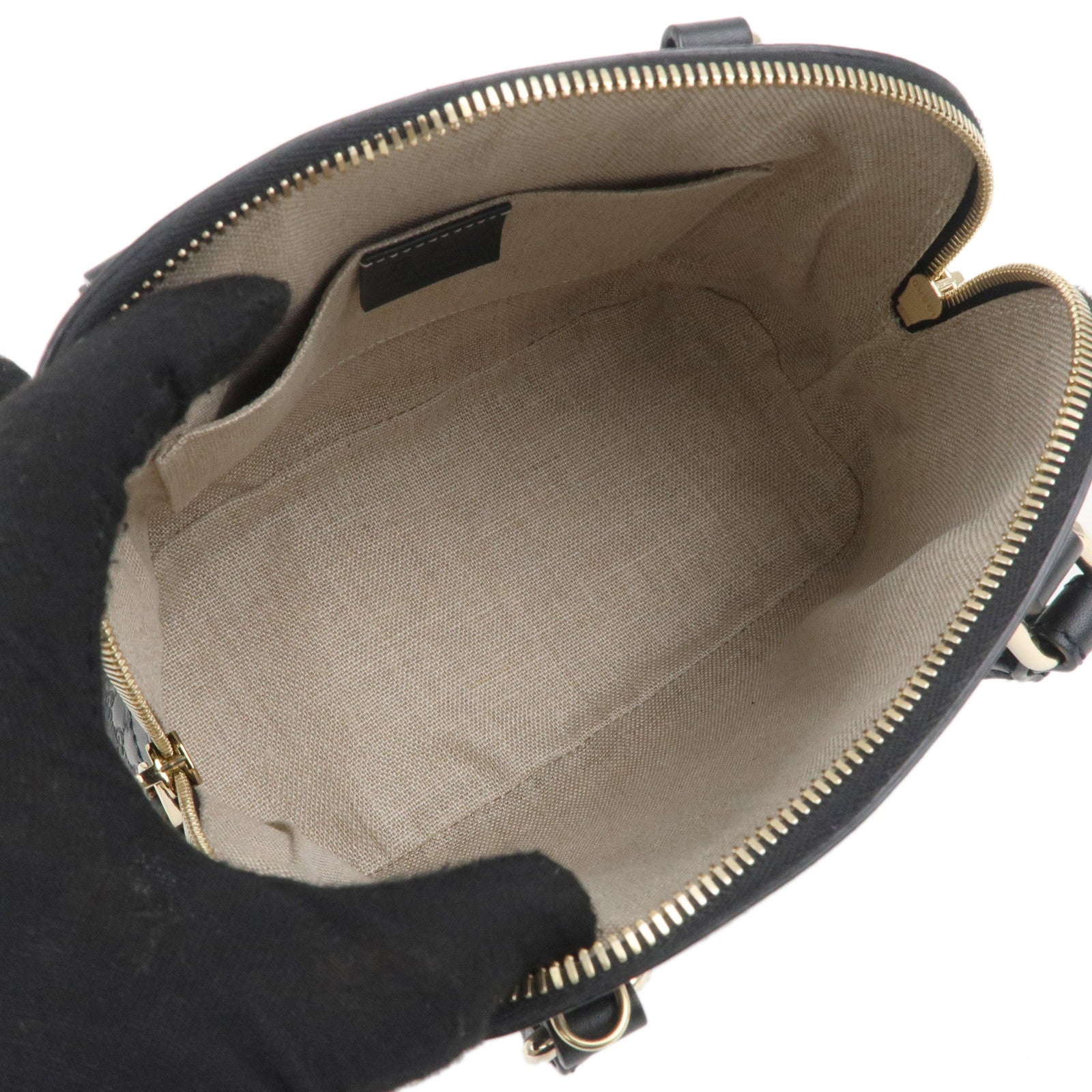 GUCCI Micro Guccissima Leather 2Way Shoulder Bag Black 449654