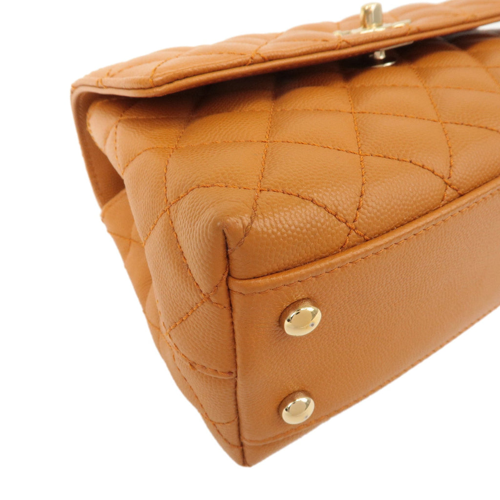 CHANEL Matelasse Caviar Skin COCO Handle 24 XS Bag Brown A92990