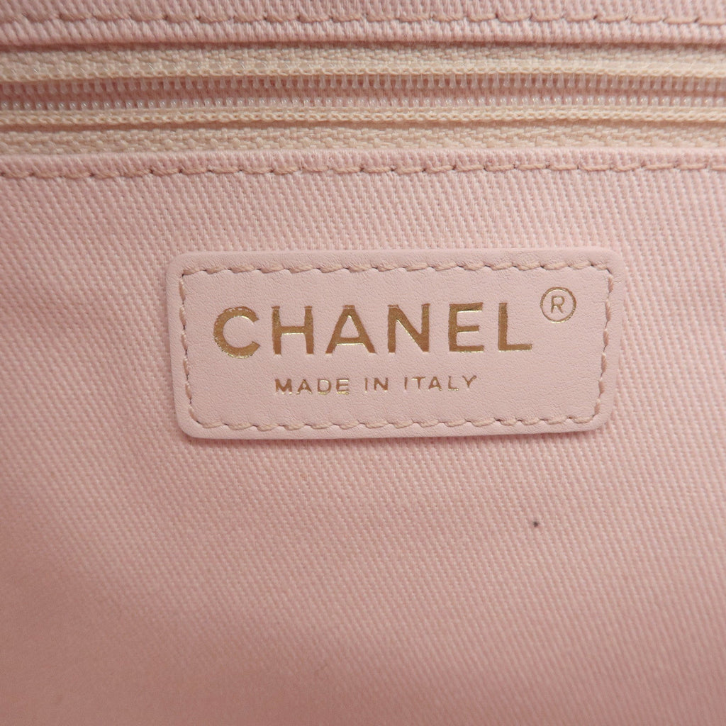 CHANEL Deauville MM Tweed Leather Chain Tote Bag Pink A67001