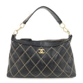 CHANEL Wild Stich Matelasse Lamb Skin Shoulder Bag Black A20663