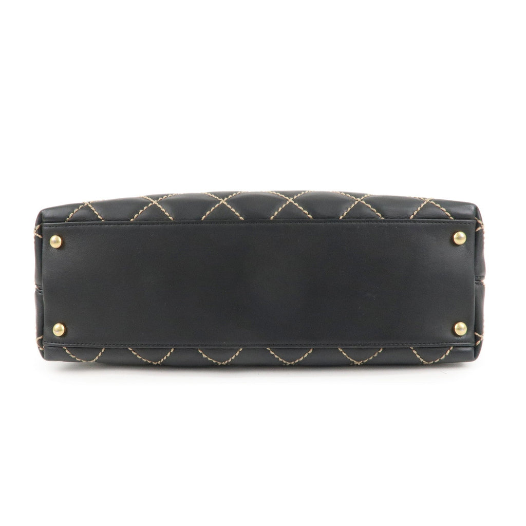 CHANEL Wild Stich Matelasse Lamb Skin Shoulder Bag Black A20663