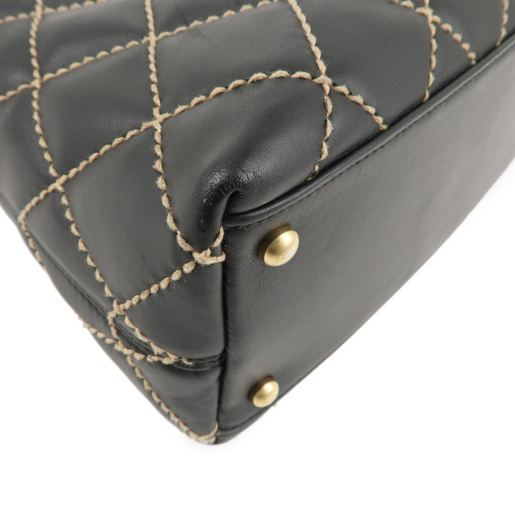 CHANEL Wild Stich Matelasse Lamb Skin Shoulder Bag Black A20663