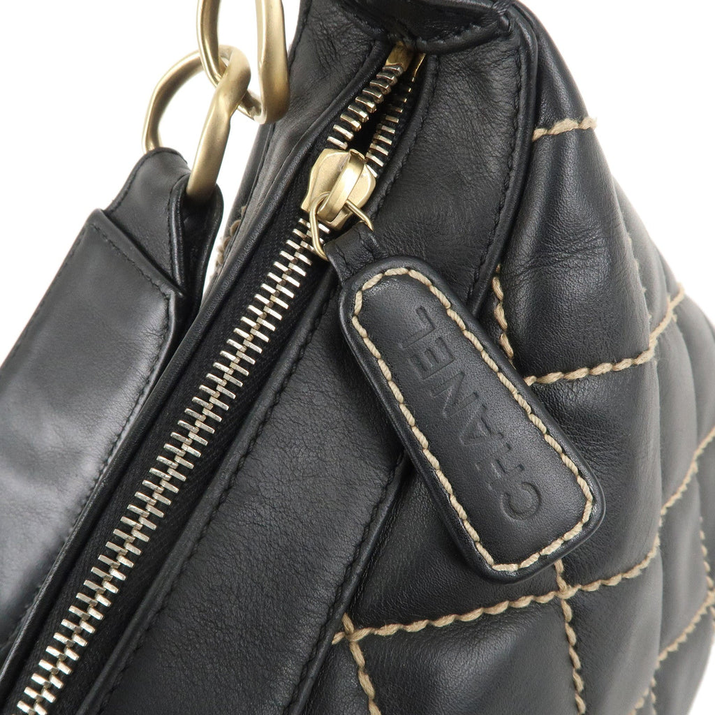 CHANEL Wild Stich Matelasse Lamb Skin Shoulder Bag Black A20663
