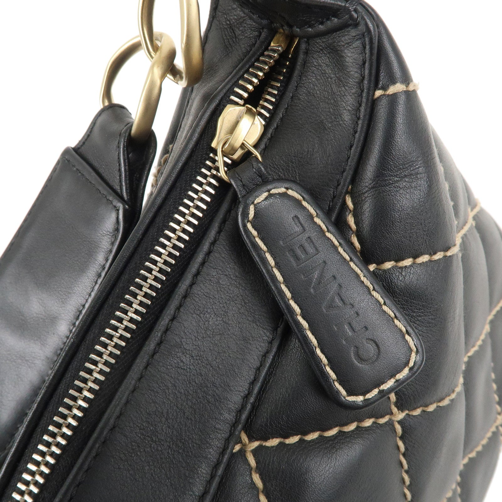 CHANEL Wild Stich Matelasse Lamb Skin Shoulder Bag Black A20663