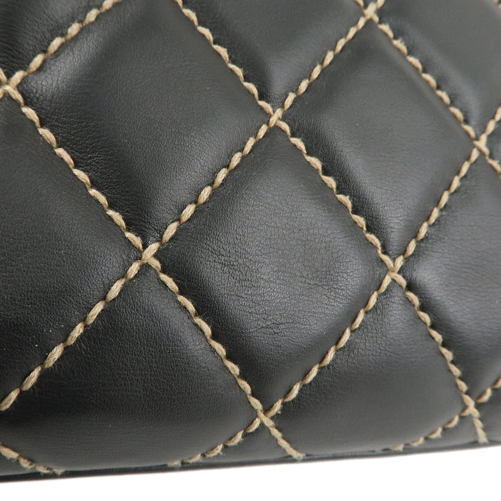 CHANEL Wild Stich Matelasse Lamb Skin Shoulder Bag Black A20663