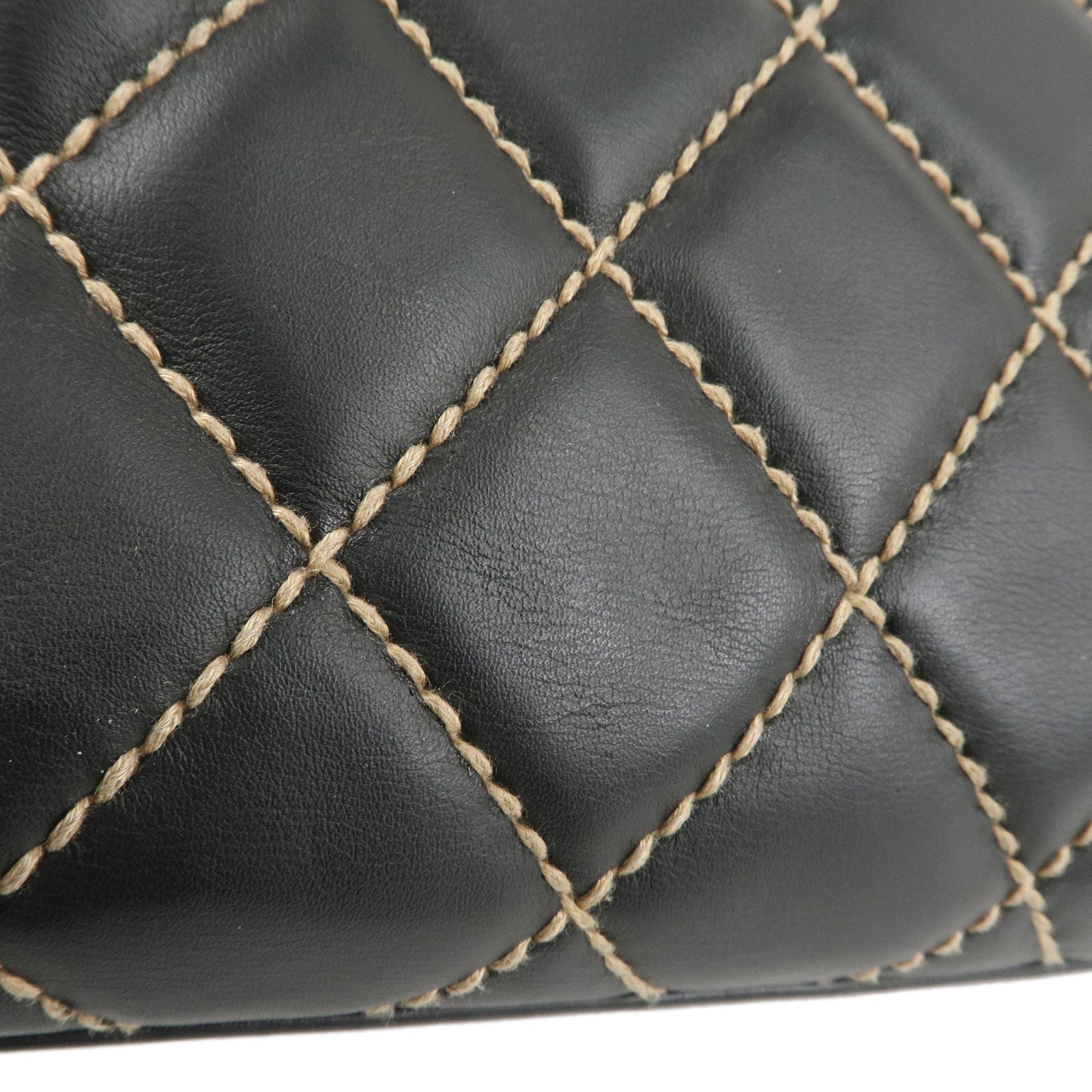 CHANEL Wild Stich Matelasse Lamb Skin Shoulder Bag Black A20663