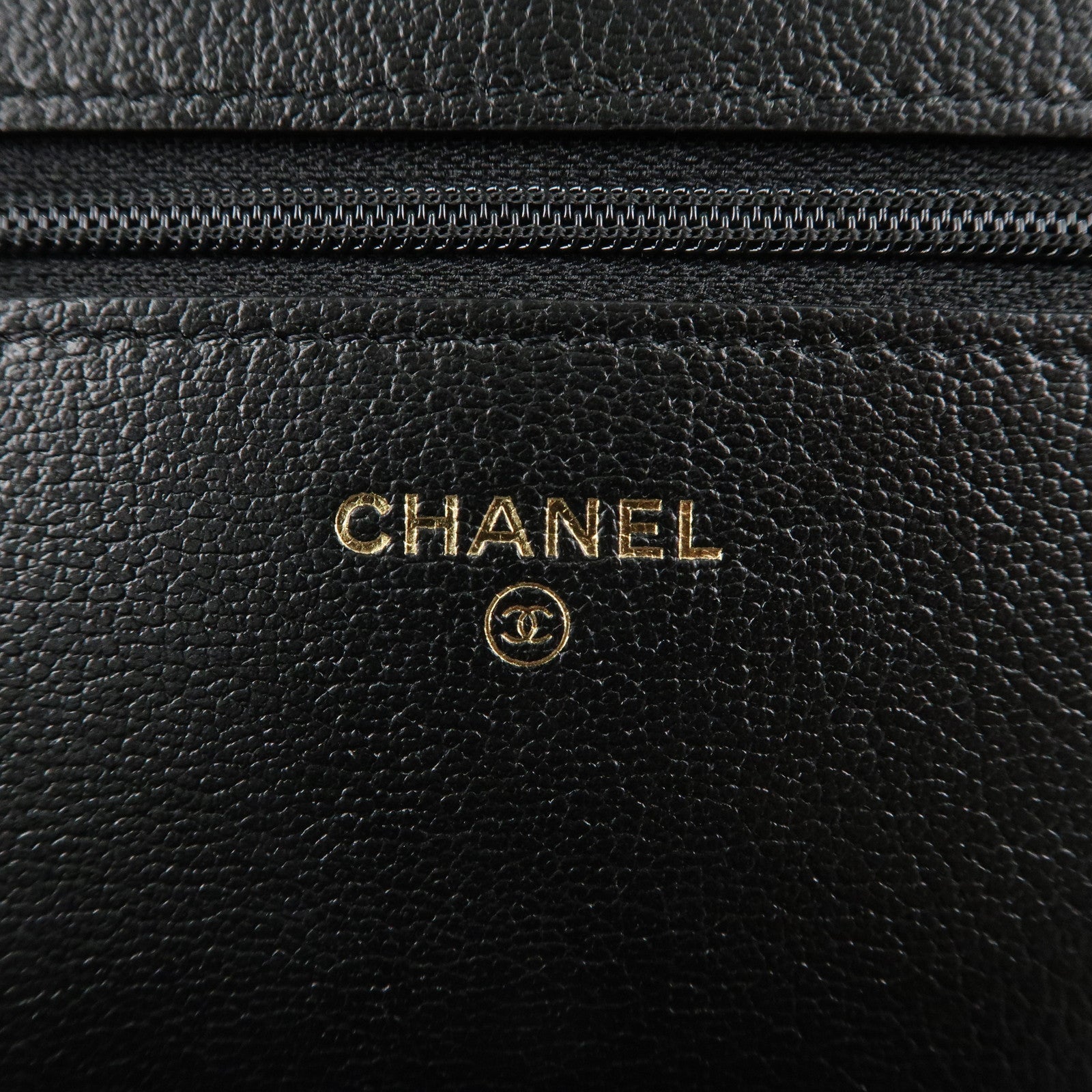 CHANEL Matelasse Leather Shoulder Bag Chain On Wallet WOC Black