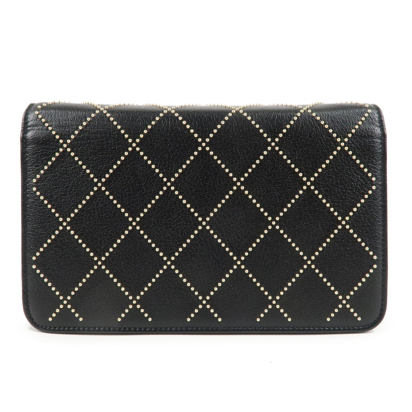 CHANEL Matelasse Leather Shoulder Bag Chain On Wallet WOC Black