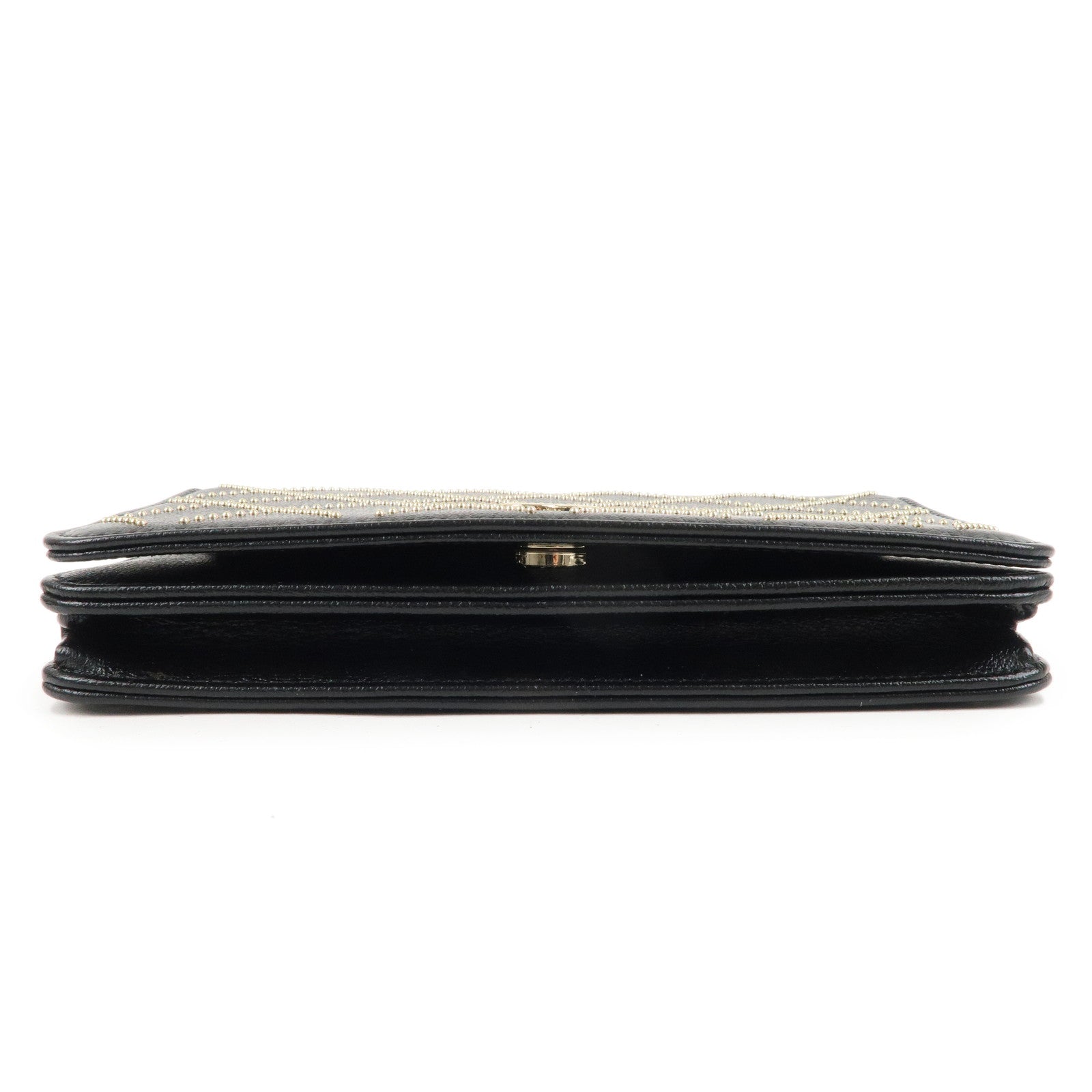 CHANEL Matelasse Leather Shoulder Bag Chain On Wallet WOC Black