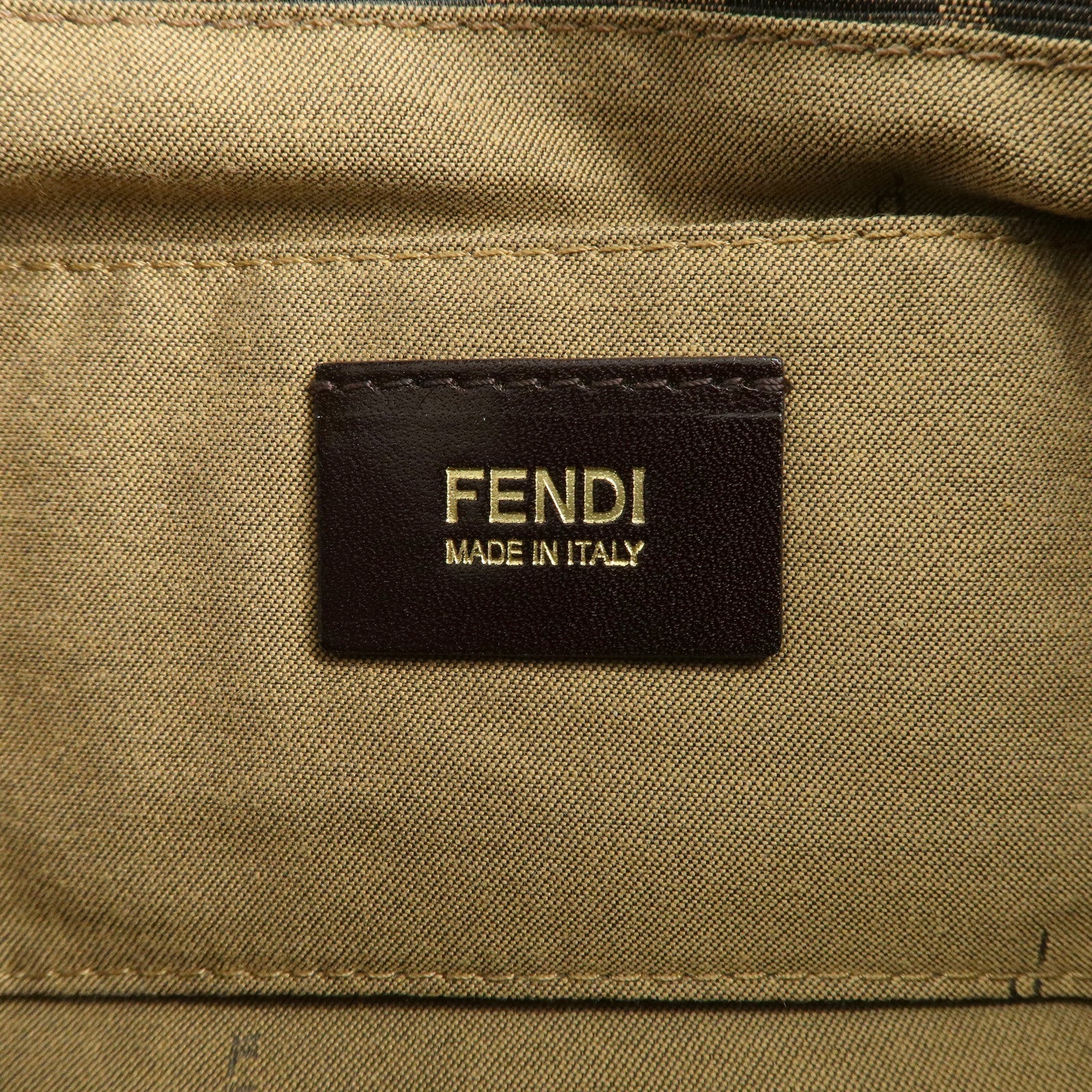 FENDI Zucca Canvas Leather Shoulder Bag Brown Black 8BR445