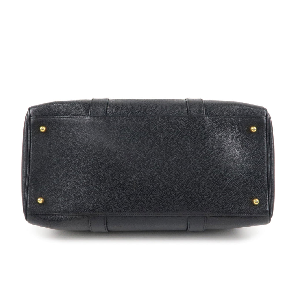 CHANEL Caviar Skin 2WAY Boston Bag Shoulder Bag Black Gold HDW