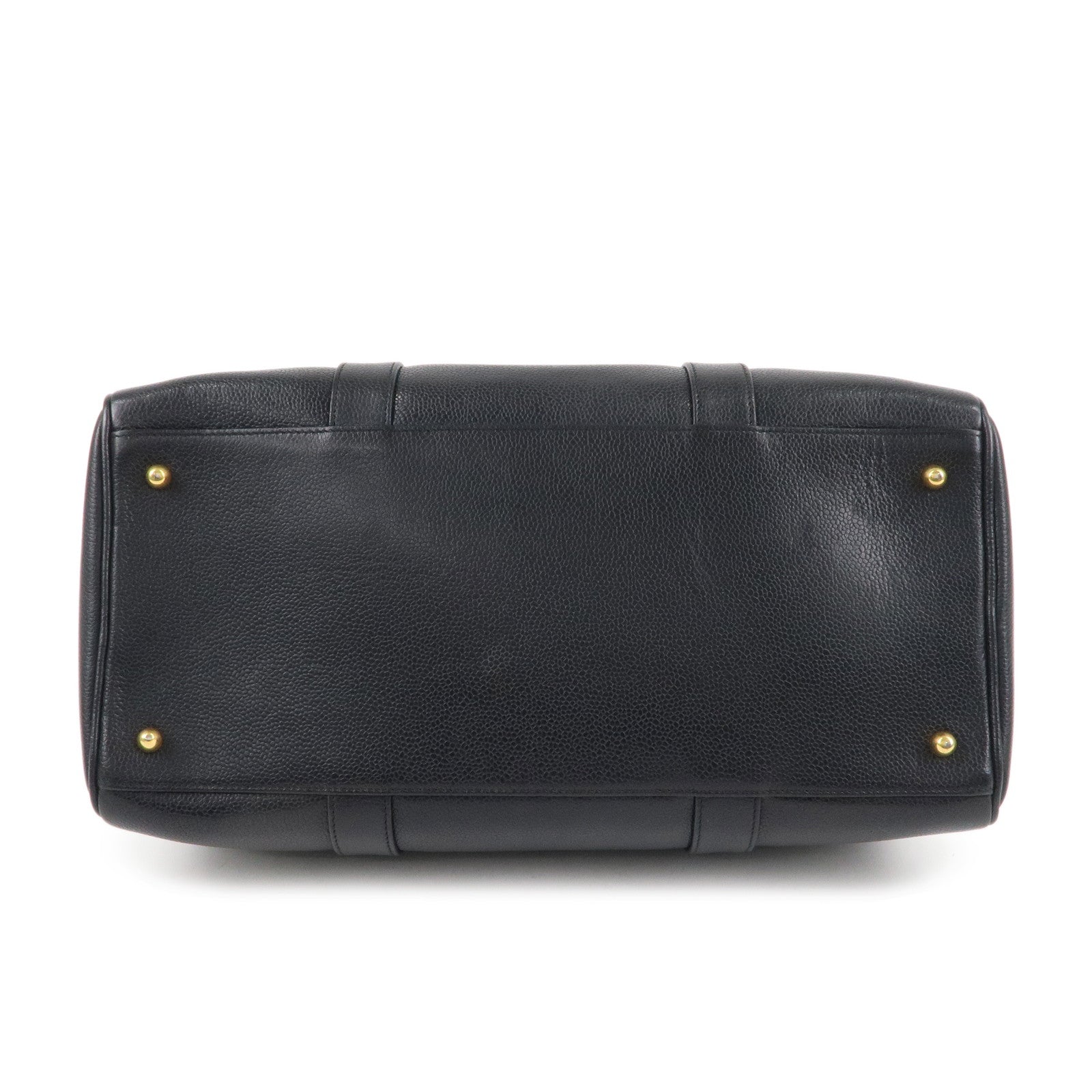 CHANEL Caviar Skin 2WAY Boston Bag Shoulder Bag Black Gold HDW