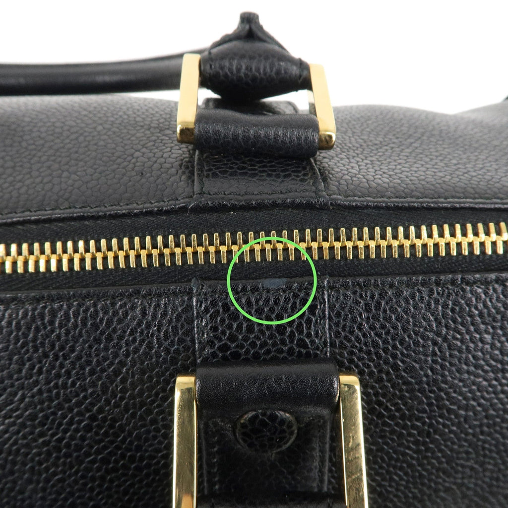 CHANEL Caviar Skin 2WAY Boston Bag Shoulder Bag Black Gold HDW