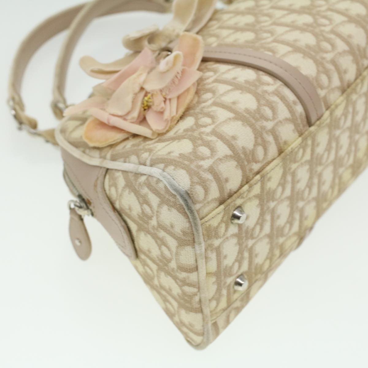 CHRISTIAN DIOR trotter romantic Flower Shoulder Bag Beige 03-BO-1025 Auth 37747