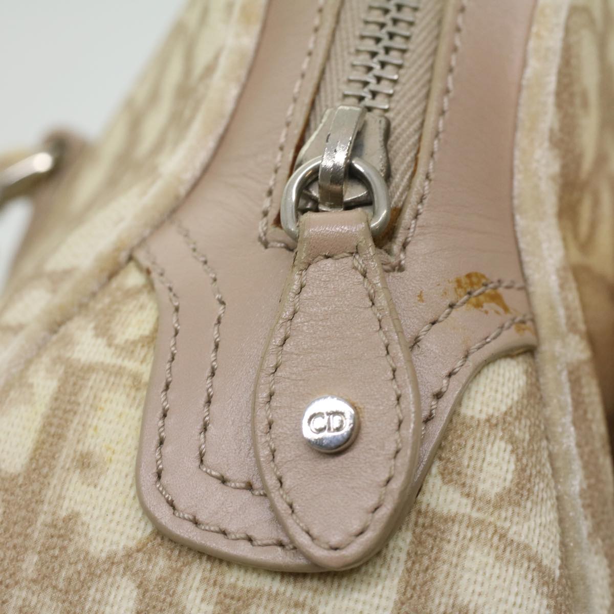 CHRISTIAN DIOR trotter romantic Flower Shoulder Bag Beige 03-BO-1025 Auth 37747
