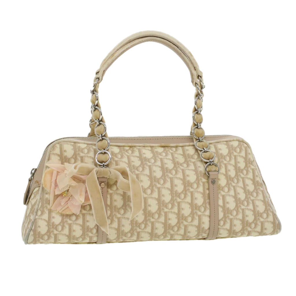 CHRISTIAN DIOR trotter romantic Flower Shoulder Bag Beige 03-BO-1025 Auth 37747