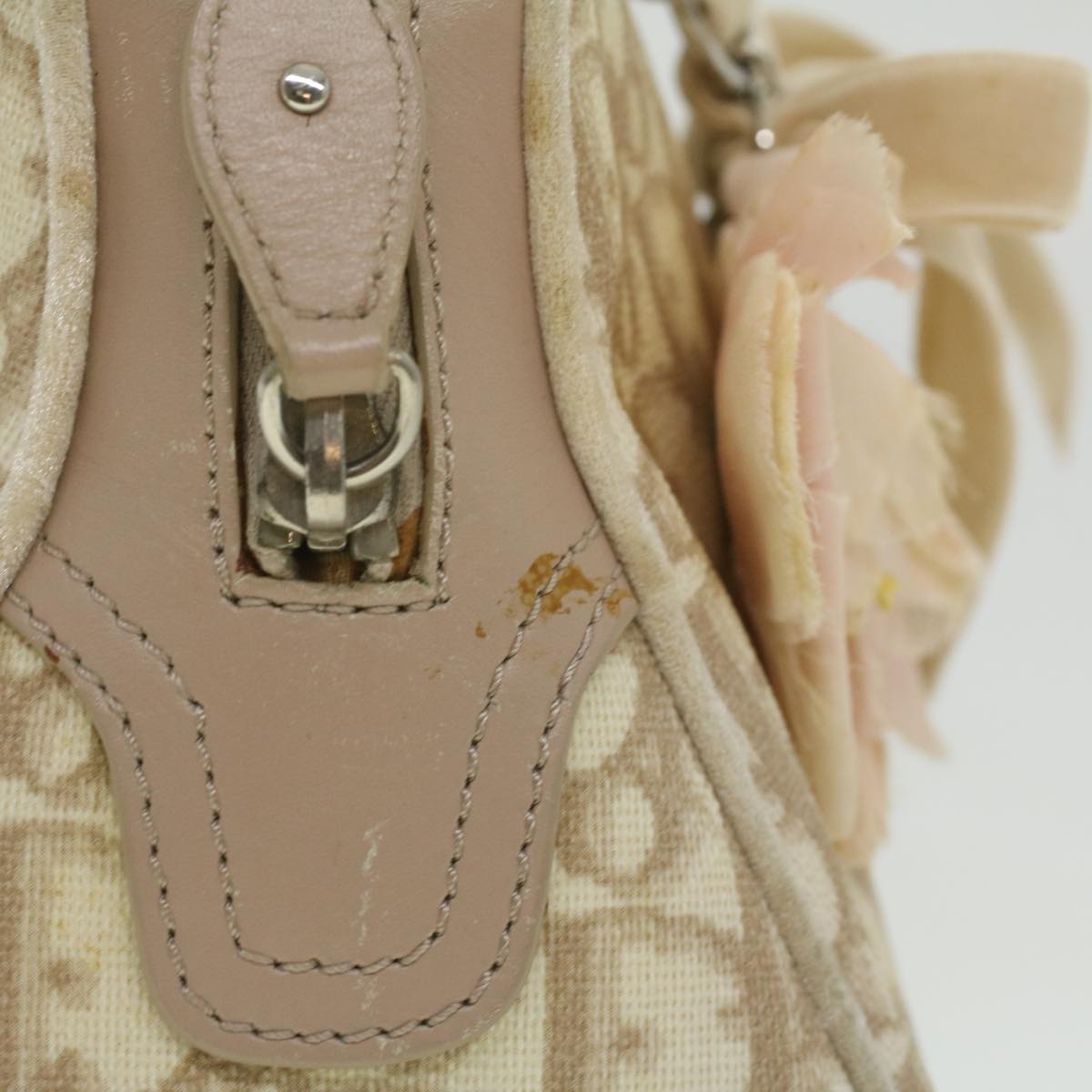 CHRISTIAN DIOR trotter romantic Flower Shoulder Bag Beige 03-BO-1025 Auth 37747