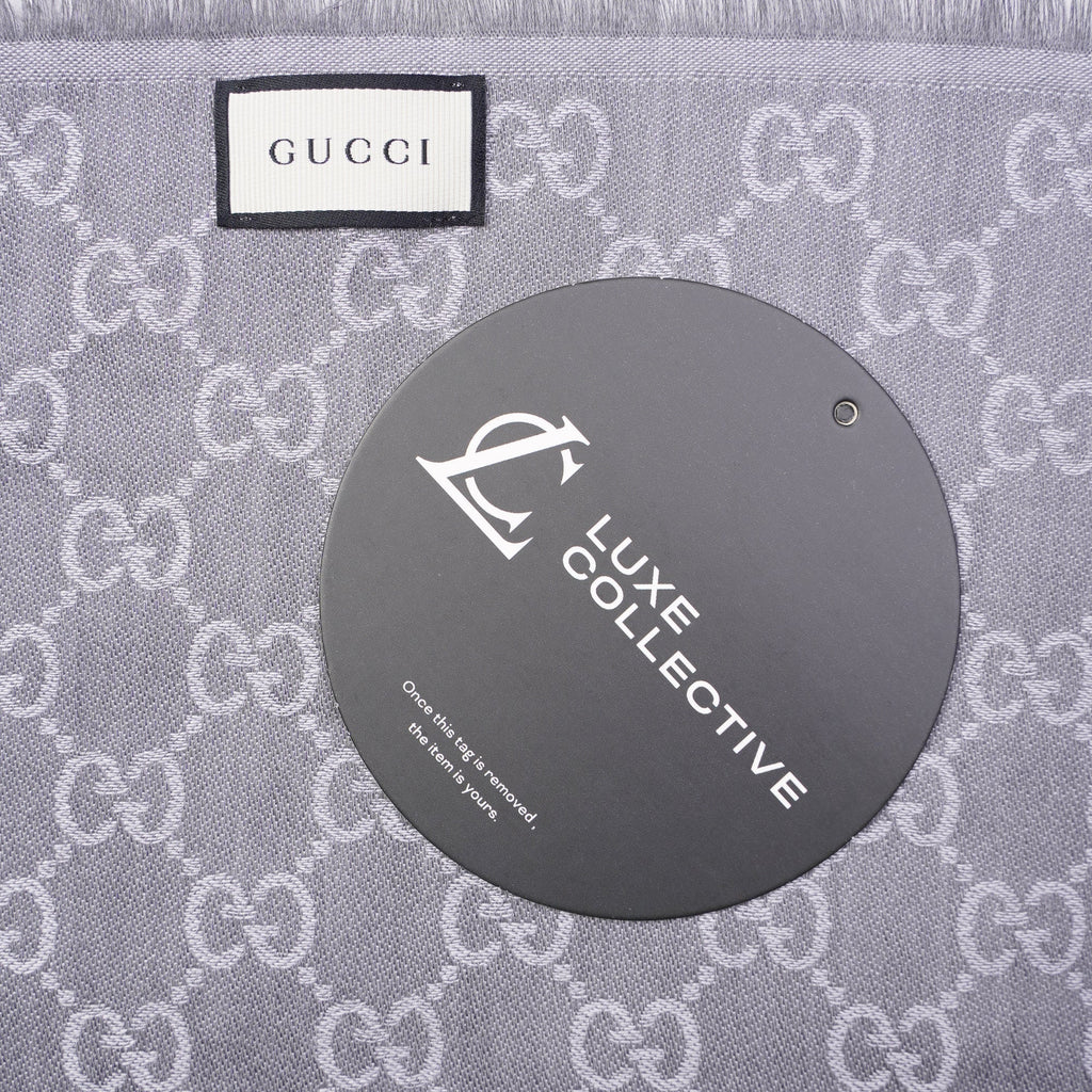 Gucci Womens GG Jacquard Scarf Grey