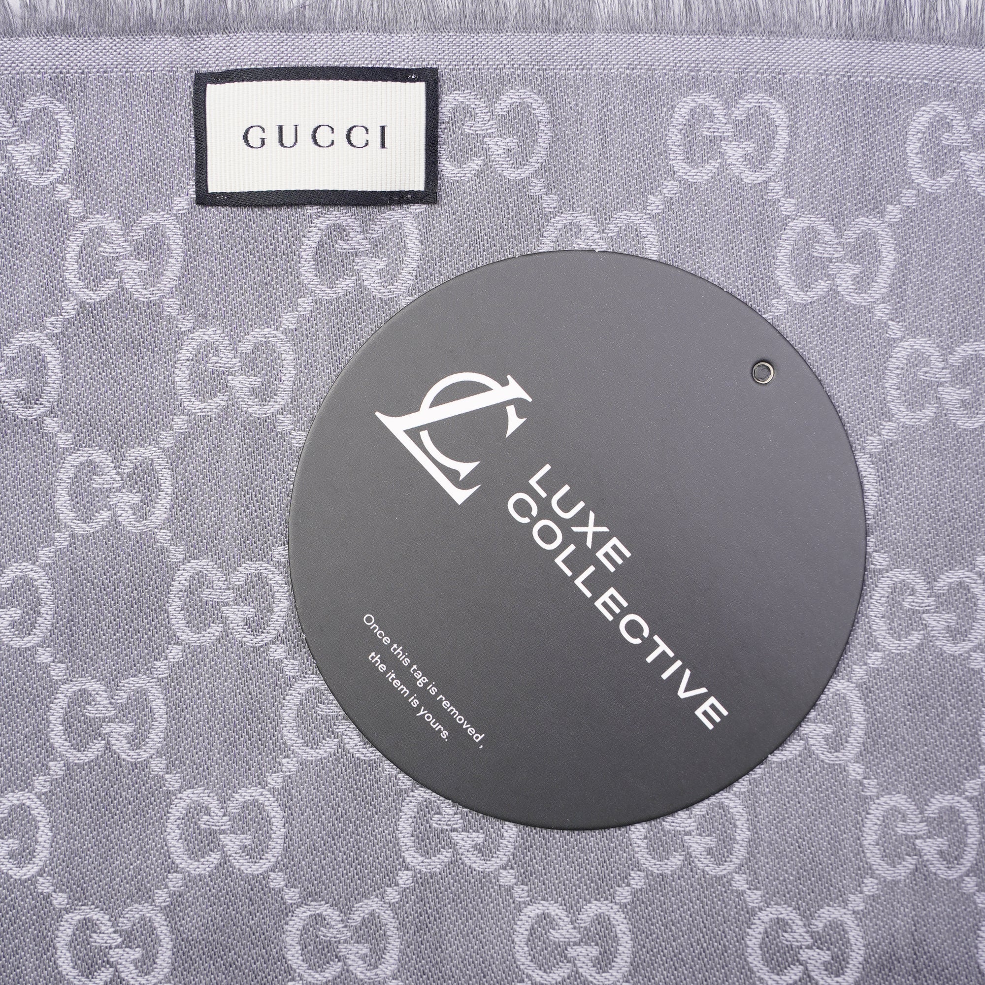 Gucci Womens GG Jacquard Scarf Grey
