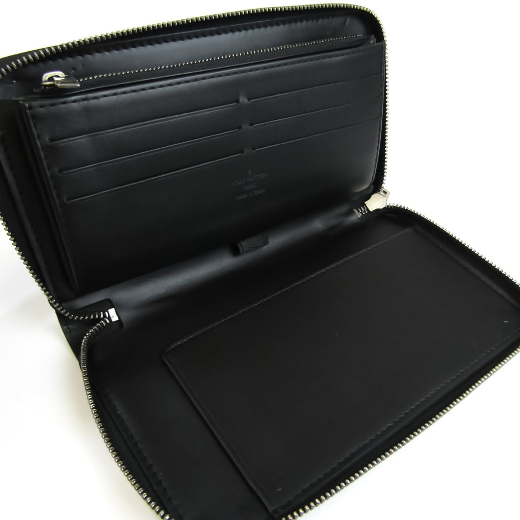 Louis Vuitton Black Leather Zippy organizer wallet accessories