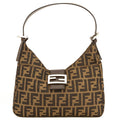 Fendi Brown Leather Zucca Canvas Tote Bag (Pre Owned)