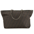 Fendi Brown Leather Zucca Nylon Large Tote (3912023)