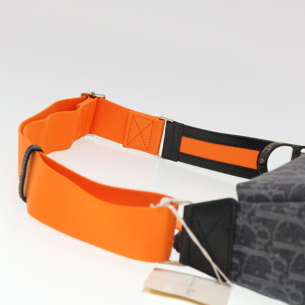 CHRISTIAN DIOR Trotter Canvas Flight Shoulder Bag Navy Orange Auth 39354A