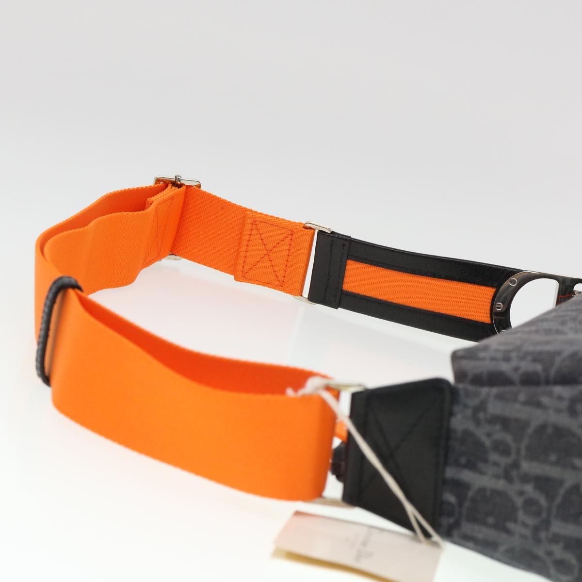 CHRISTIAN DIOR Trotter Canvas Flight Shoulder Bag Navy Orange Auth 39354A