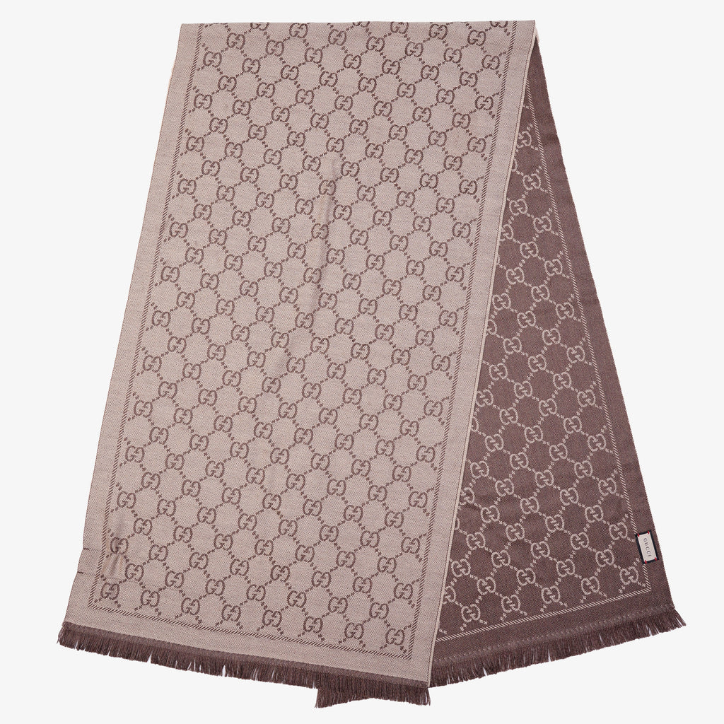 Gucci Womens GG Scarf Beige / Brown