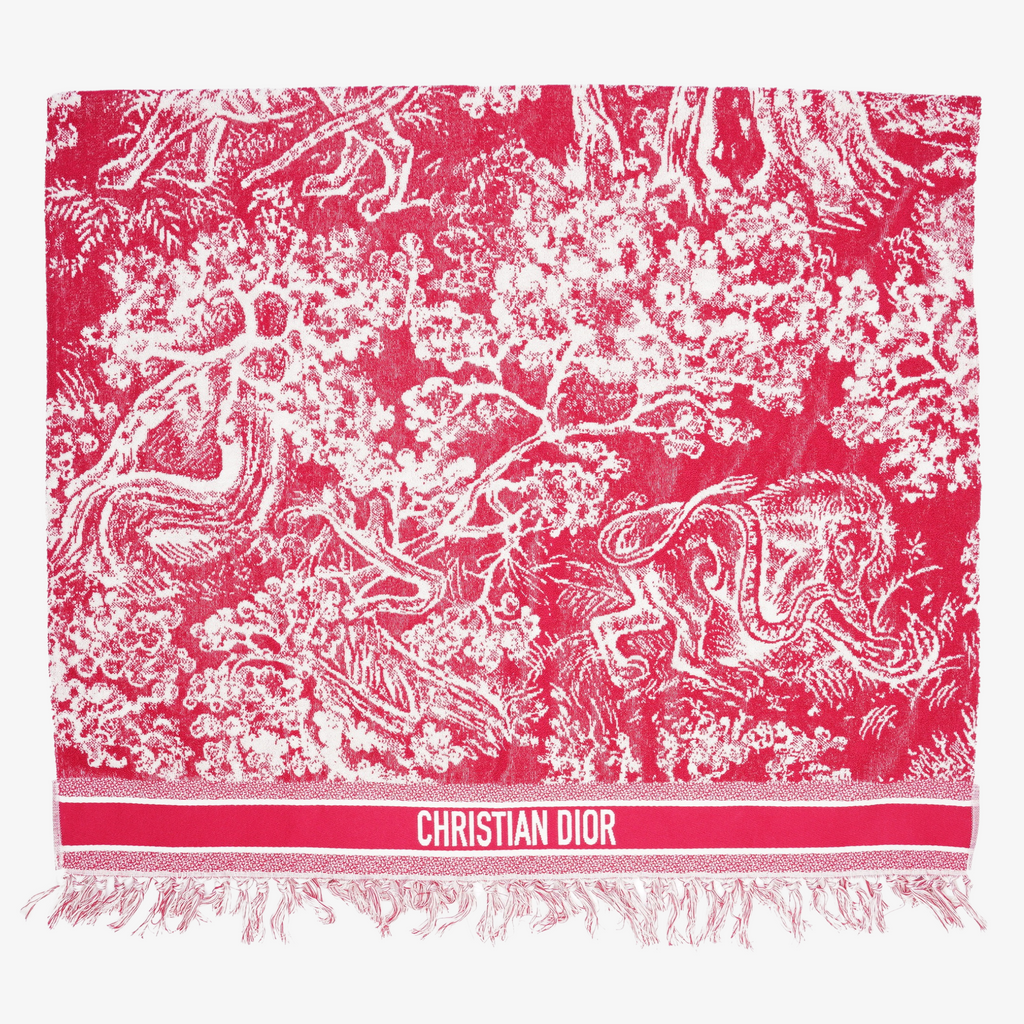 Christian Dior Toil De Jouy Towel Raspberry