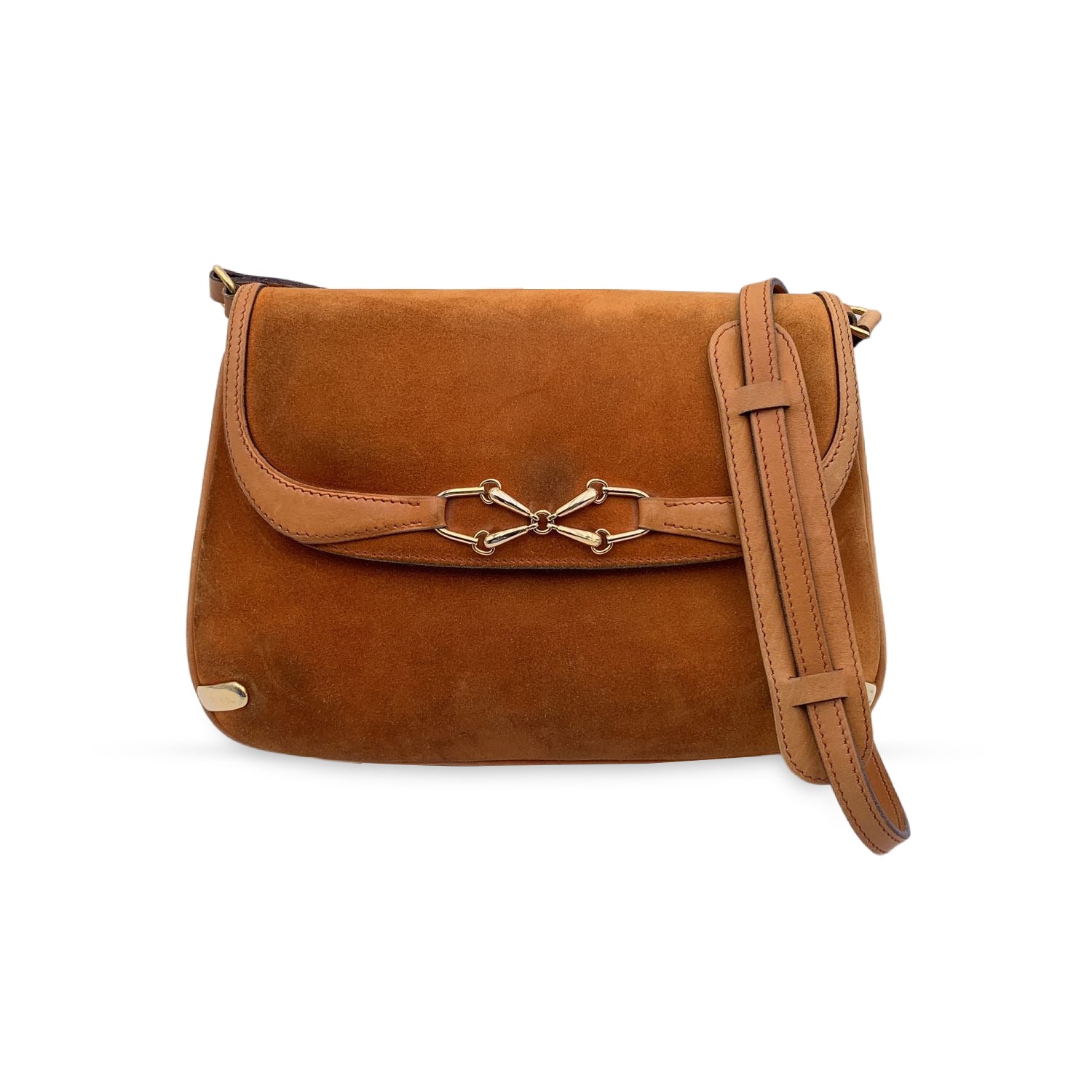 Gucci Vintage Orange Suede Convertible Flap Shoulder Bag