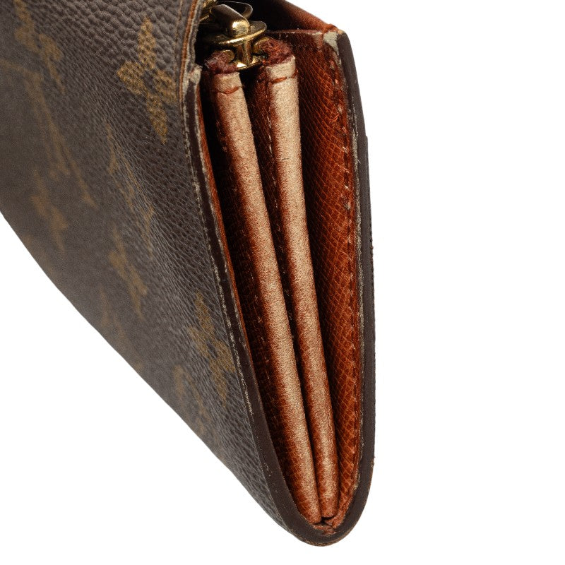 Louis Vuitton Monogram M61735 Double Folded Wallet PVC/Leather Brown