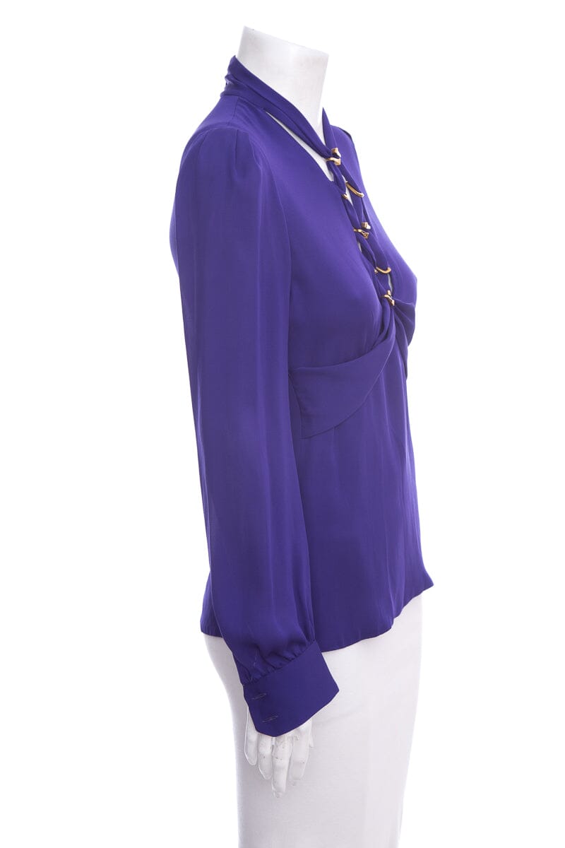 Gucci Purple Silk Tom Ford Era Blouse SZ 40