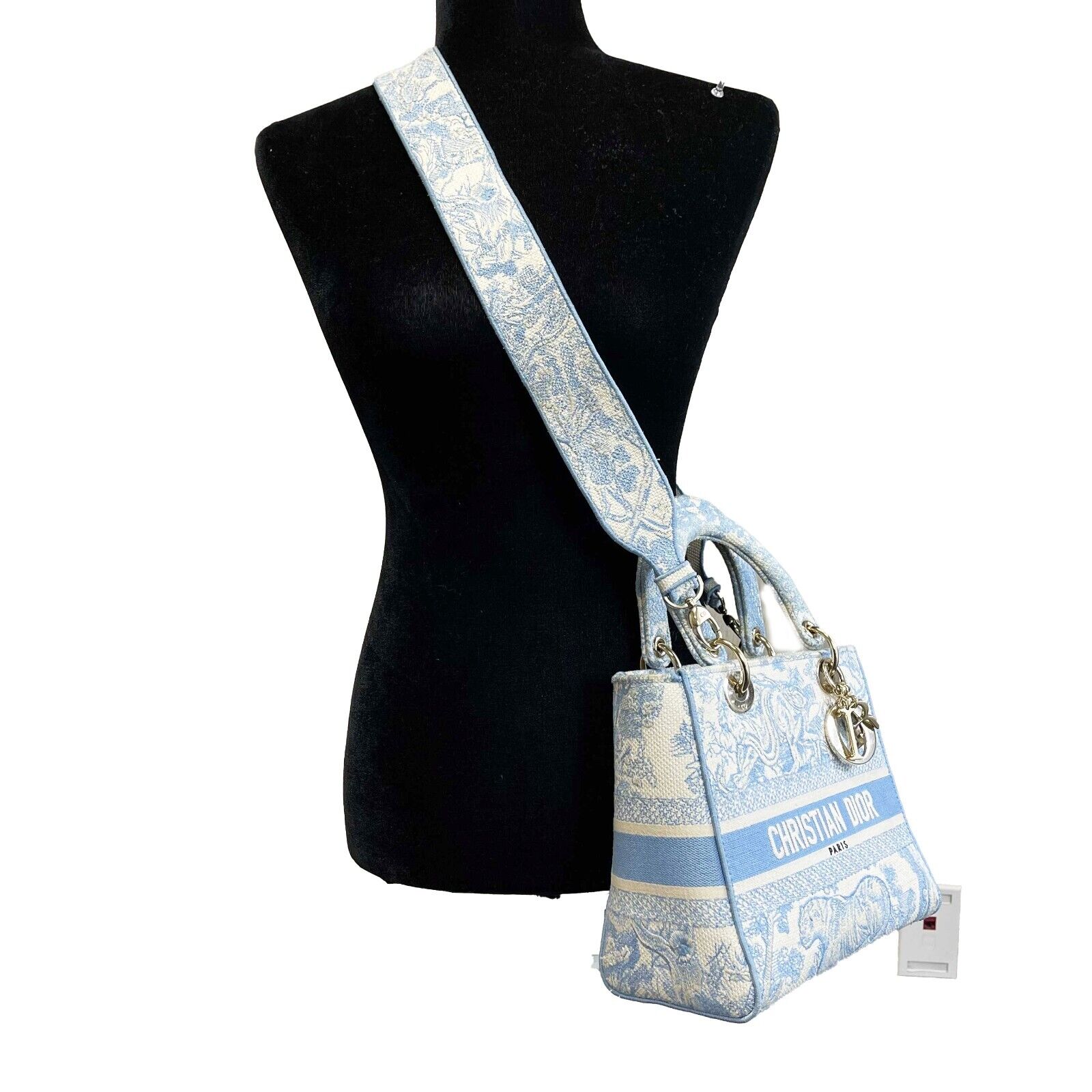 DIOR Toile de Jouy Lady D-Lite Bag Embroidered Canvas Cornflower Blue