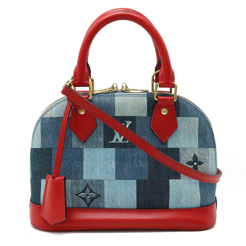 LOUIS VUITTON Louis Vuitton Monogram Denim Alma BB Handbag 2WAY Shoulder Bag Patchwork Blue Blue Red M45042