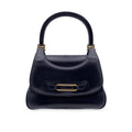 Gucci Vintage Black Leather Flap Handbag Top Handle Bag