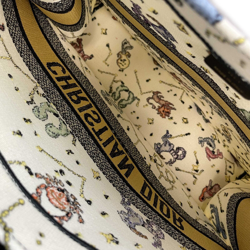DIOR - NEW 2022 Large Pixel Zodiac Embroidered Canvas Book Tote