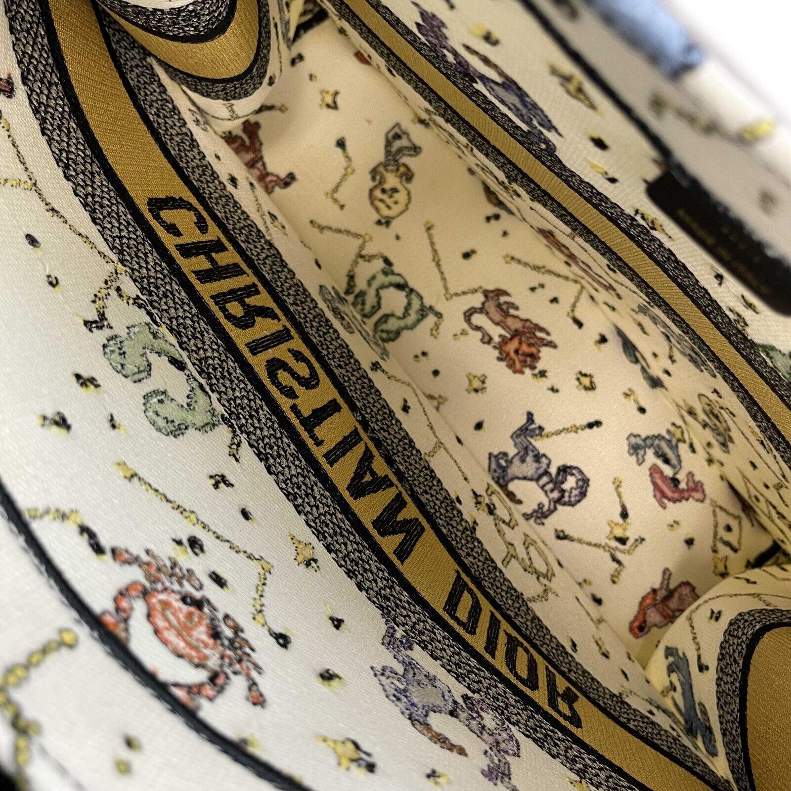DIOR - NEW 2022 Large Pixel Zodiac Embroidered Canvas Book Tote