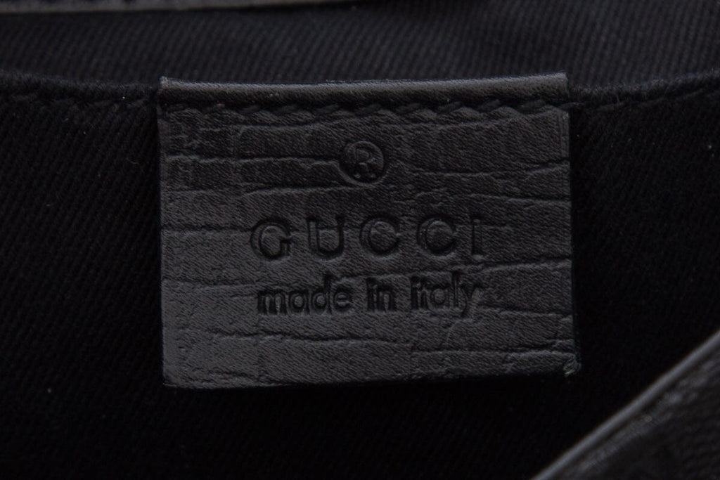 Gucci Black Canvas Monogram Horsebit Handbag