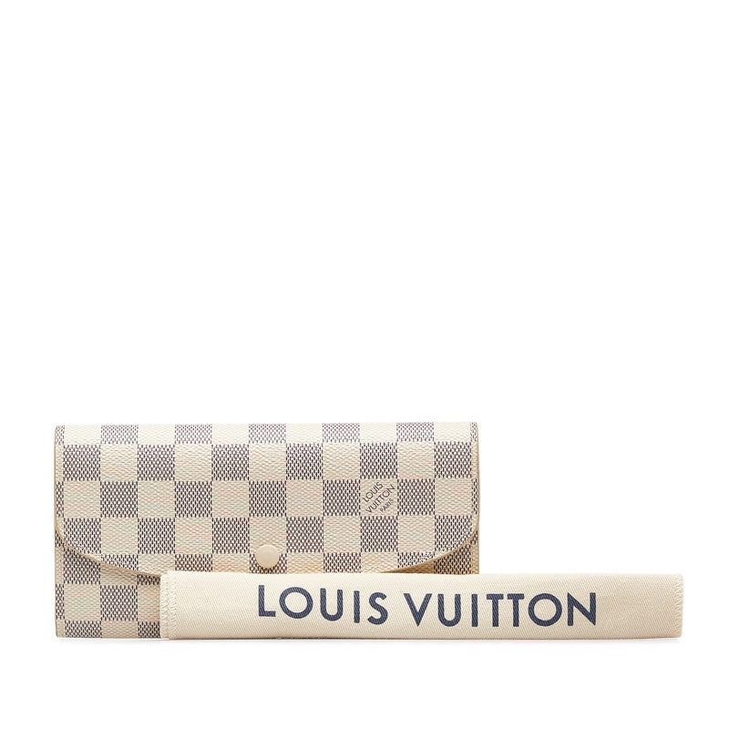 Louis Vuitton Damiere Azur Portfolio Emily Long Wallet N63021 White PVC Leather